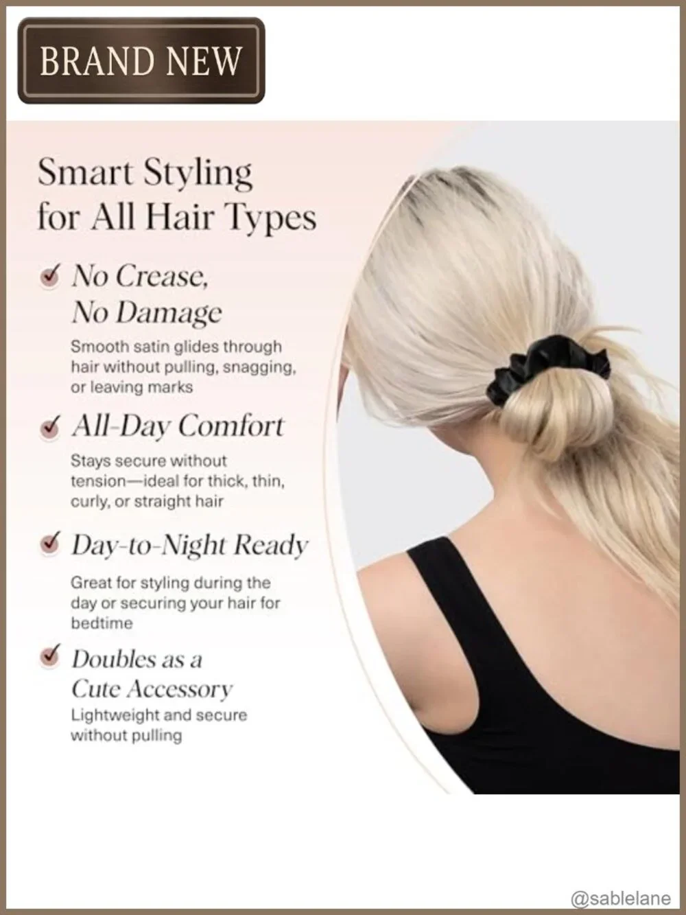 Satin Scrunchie Set of 5 - Frizz Control Gentle Hold Hair Accessory